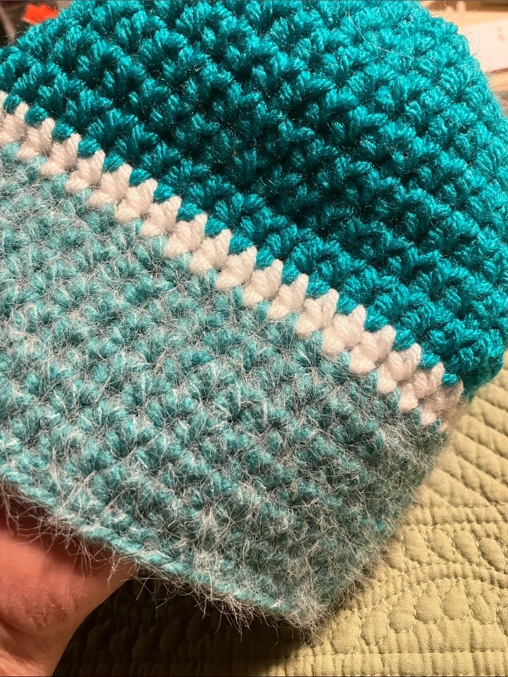 Handmade hat for child or teen wool/ acrylic blend